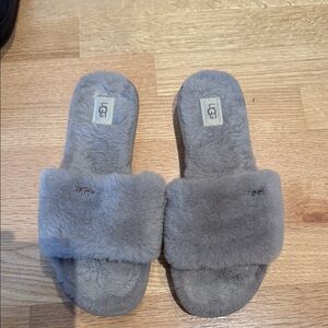 UGG Soft Gray Furry Slides